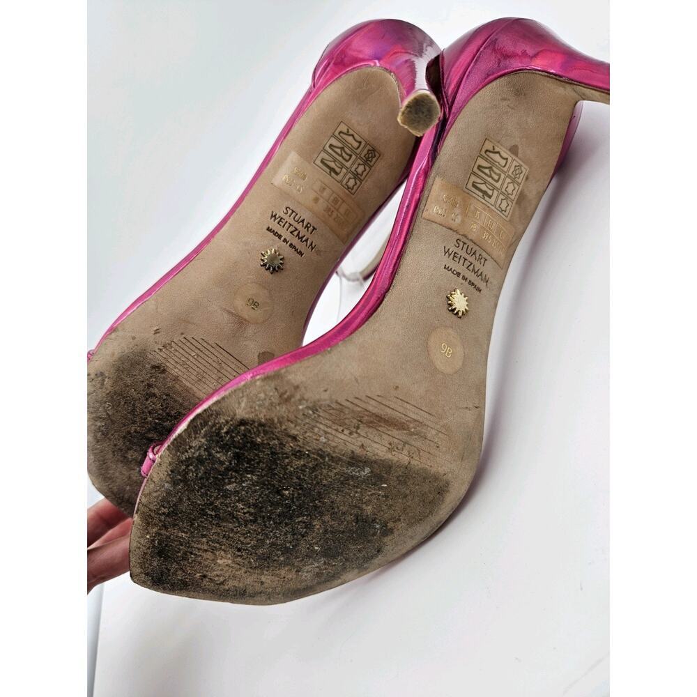 Stuart Weitzman Nudistcurve 100 Stilleto Heel in Pink Fushia Iridesent Women 9 - Picture 8 of 10
